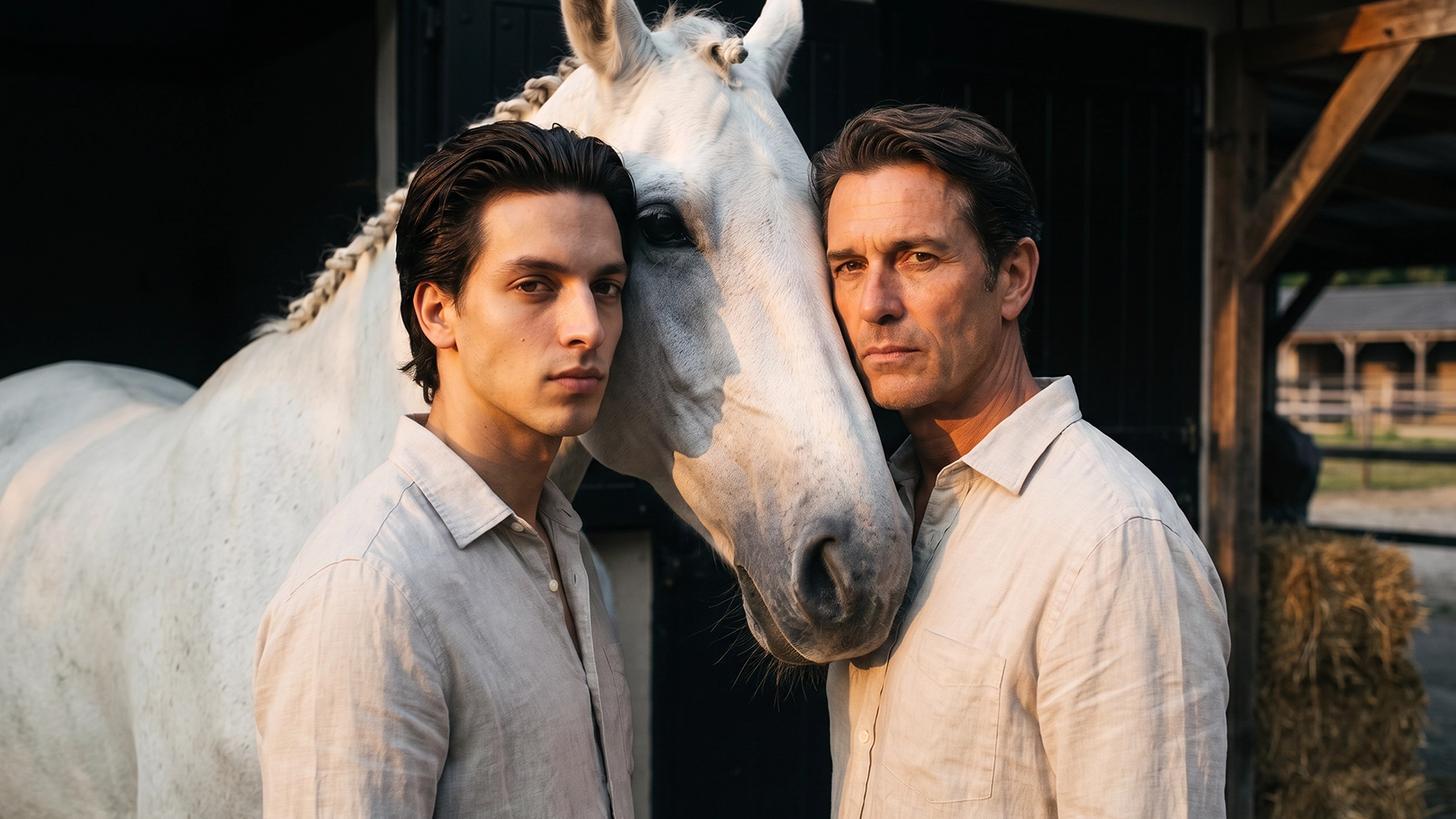A father and his son beside a horse in Tuscany, an encounter they’ll both carry A father and his son beside a horse in Tuscany, an encounter they’ll both carry